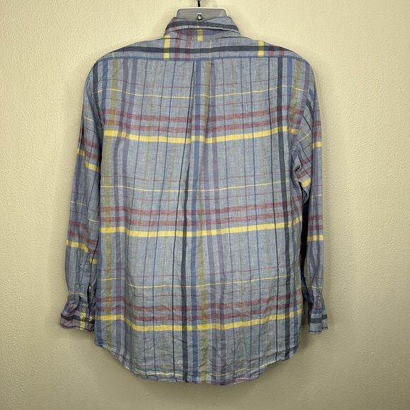 Brooks Brothers Linen Button Up Shirt Mens XL Plaid Pastel Madras Irish Linen - Picture 2 of 11